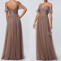 the back view of a brown bridesmaid dress