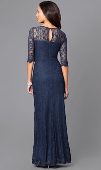 navy lace mother of the bride dress