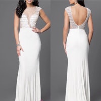white mermaid prom dress with open back