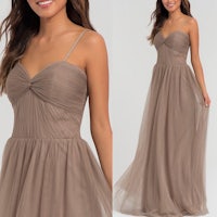 the bridesmaid dress is made of tulle