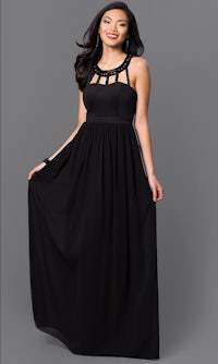 black chiffon bridesmaid dress