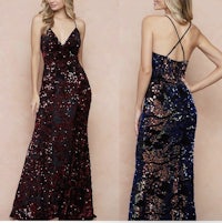 a woman in a sequin mermaid dress