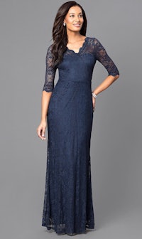 navy lace mother of the bride dress