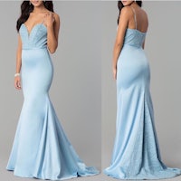 light blue mermaid prom dress