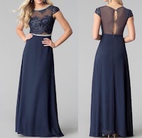 navy chiffon bridesmaid dress